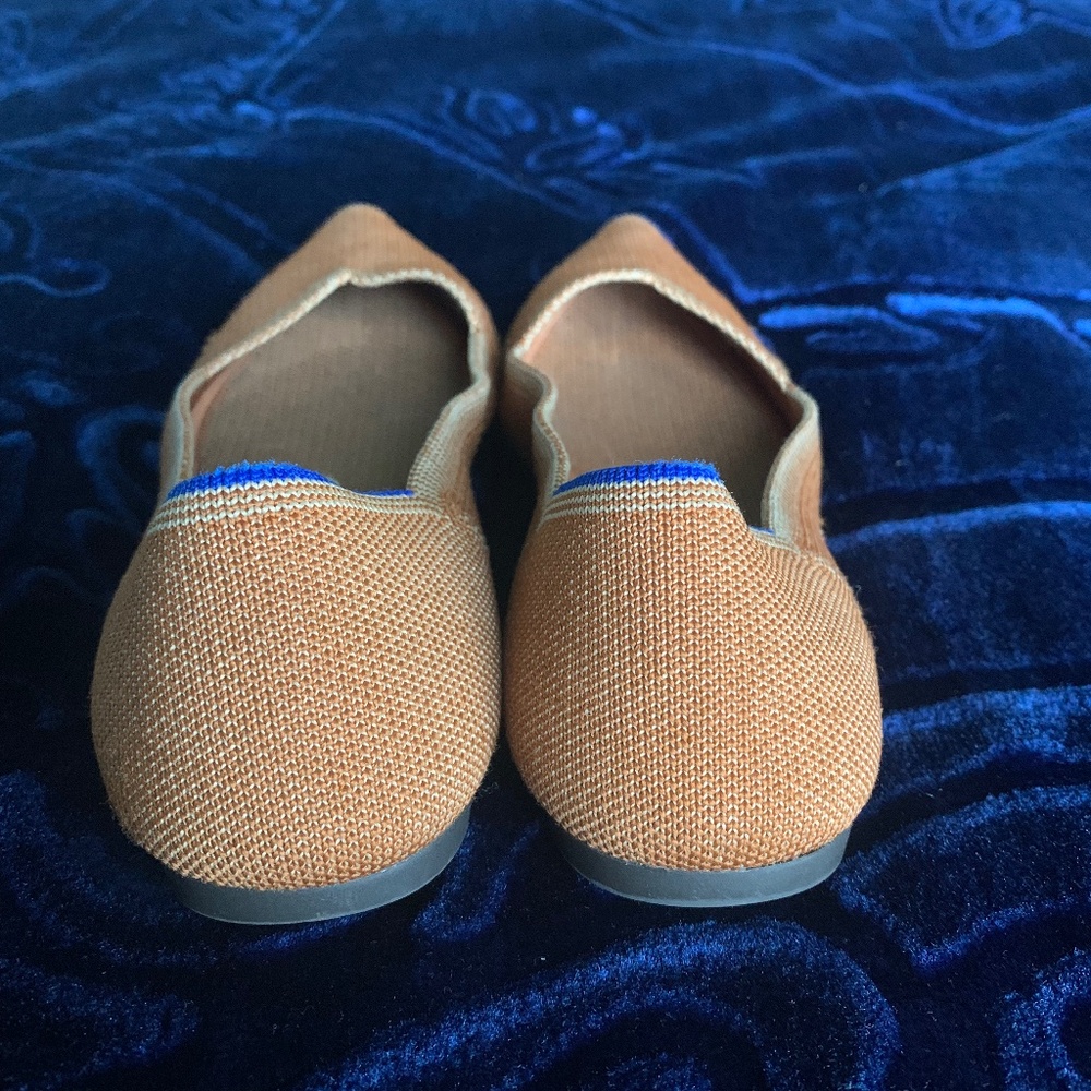 Tan Pointy-Toe Rothy’s Flats